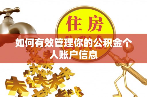 仁化如何有效管理你的公积金个人账户信息